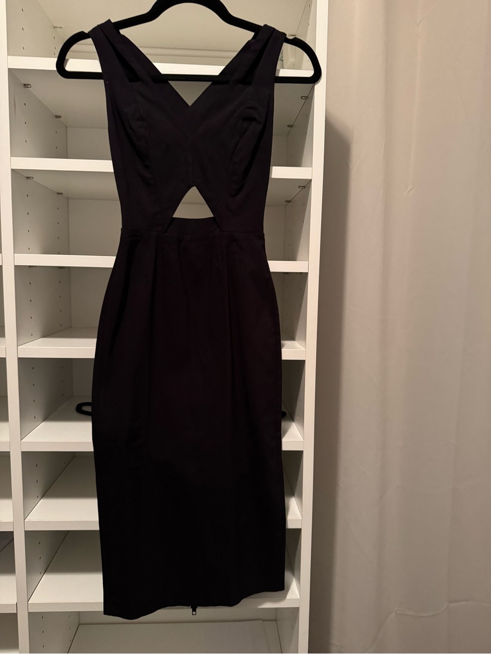 ASOS Black Midi Dress with Front Cutout